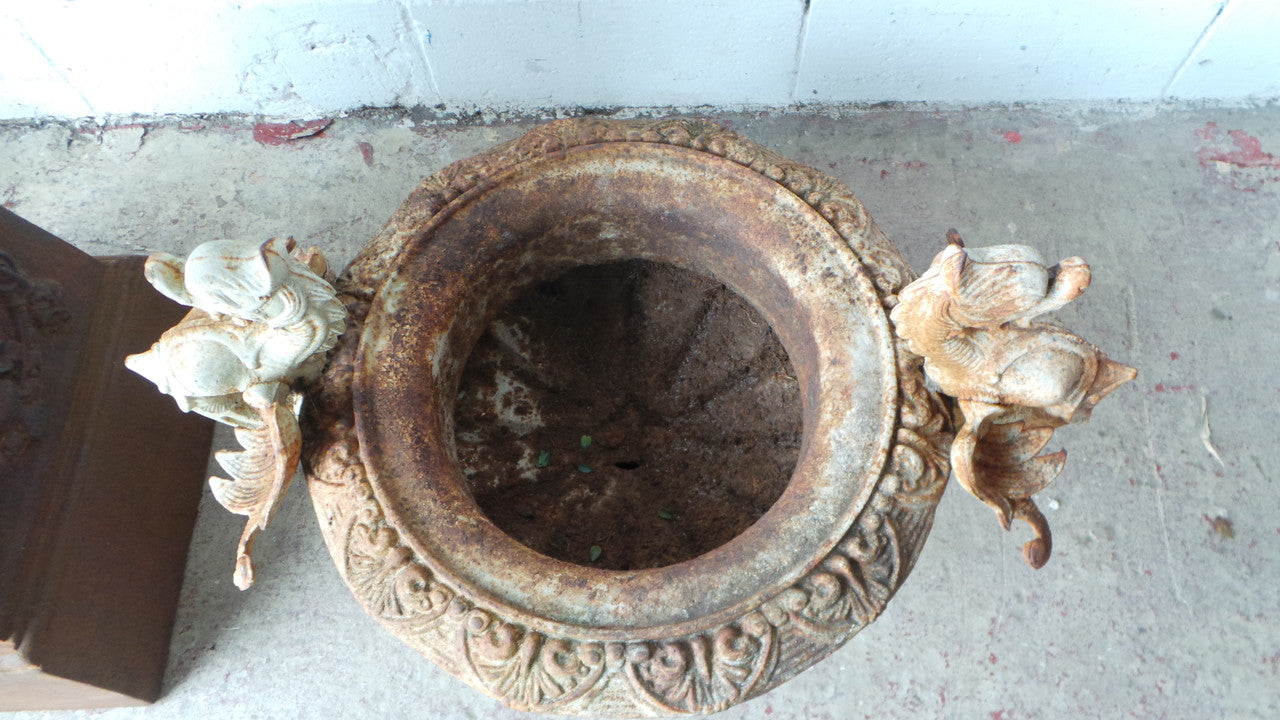 Pair of Antique French Cast Iron Urns