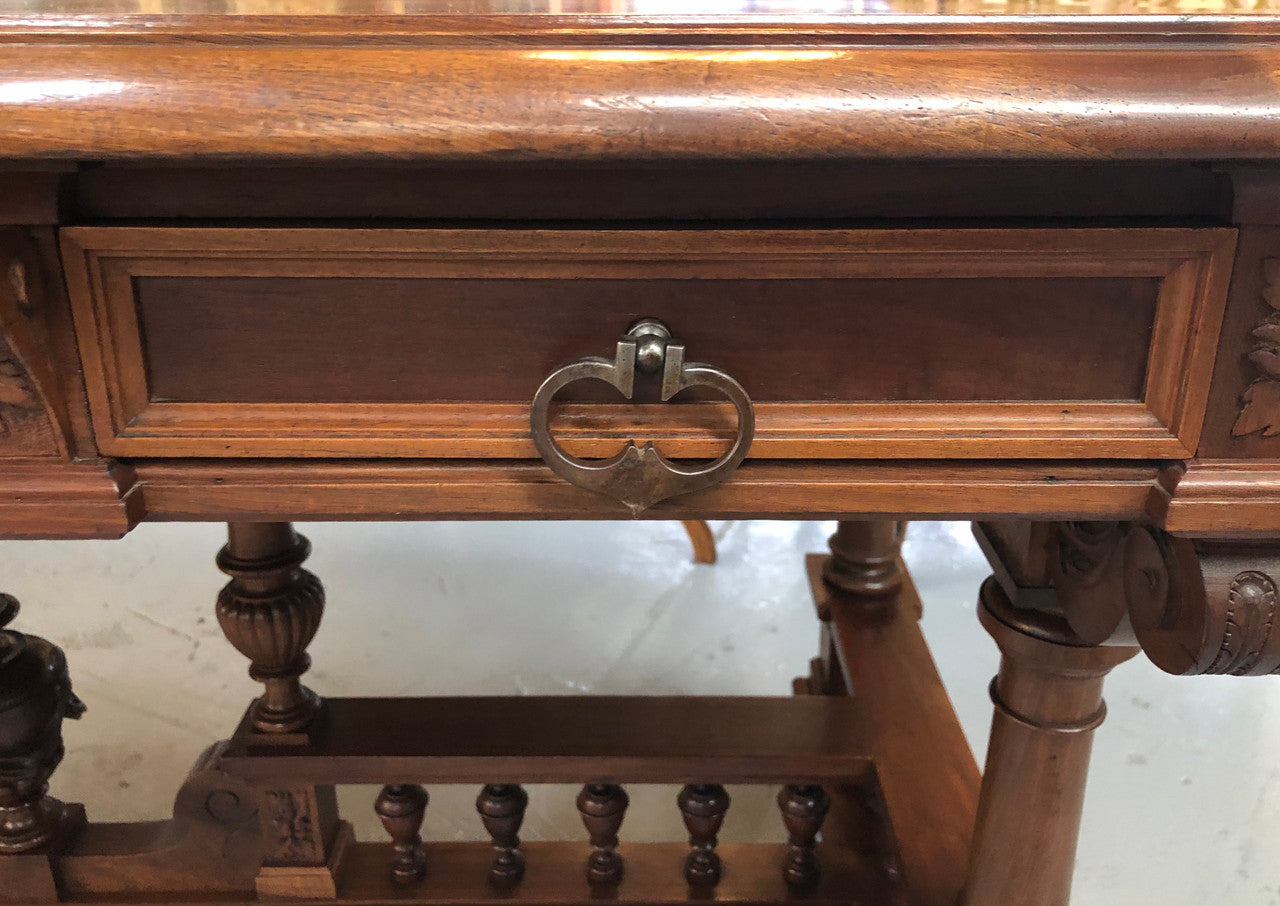 19th Century French Walnut Henry II Style Desk