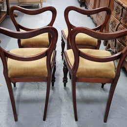 Set of four Mahogany Victorian dining chairs that would benefit from reupholstery. Sourced locally they are in good original condition. Being sold individually for $150.00 each.
