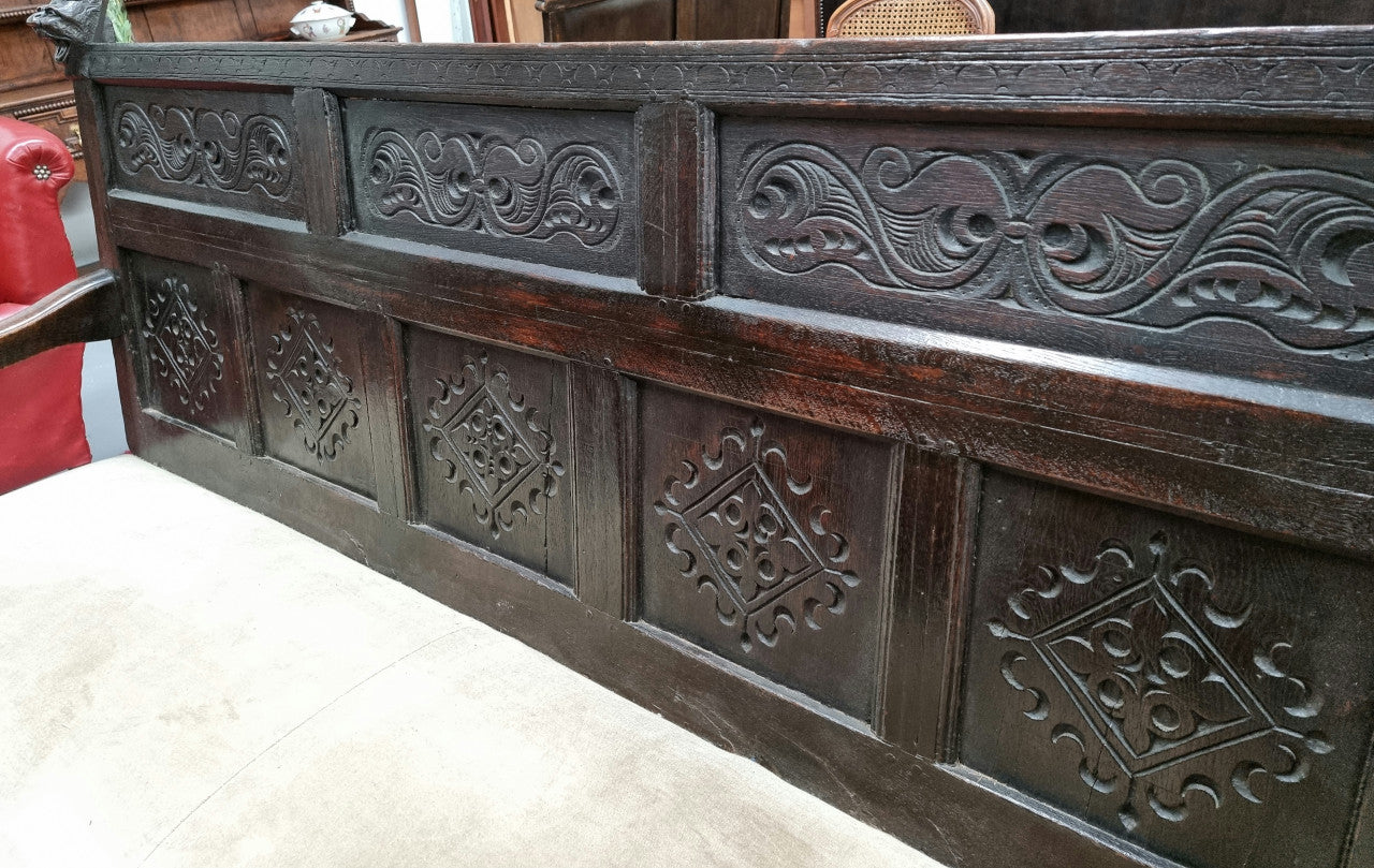 Sensational Antique French Oak Gothic Revival Bench Seat