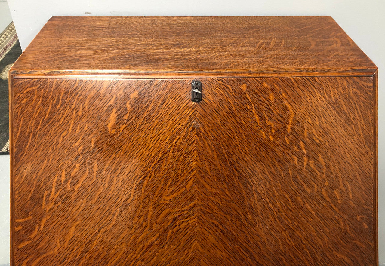 Tudor Style Oak Drop Down Writing Desk for sale at Moonee Ponds Antiques showroom in Airport West