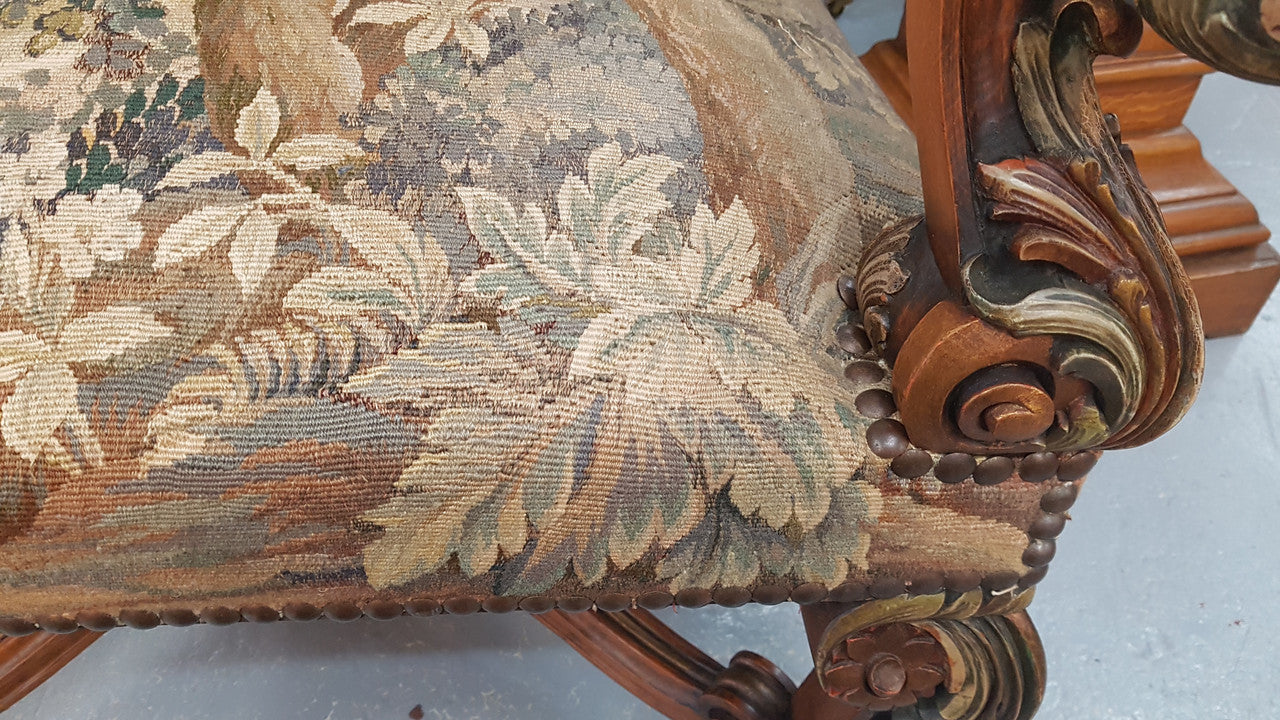 A sensational French walnut carved chair