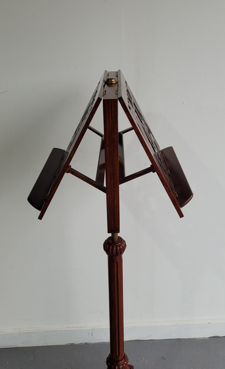 Attractive carved “Duet” reproduction music stand. Excellent condition.