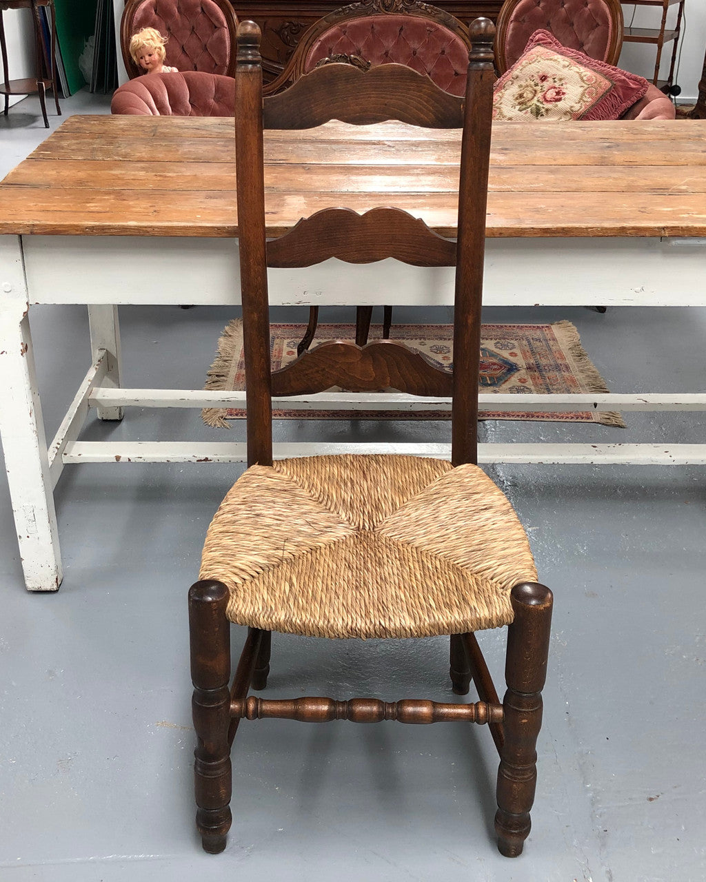 French Set Of Six Ladder Back Rush Seat Chairs