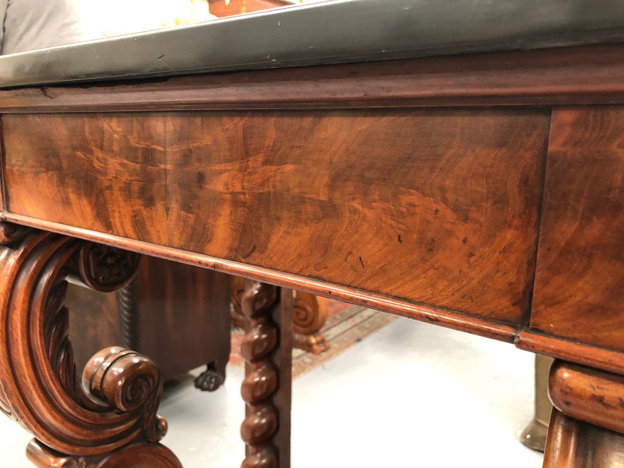 Antique French Flame Mahogany Console Table