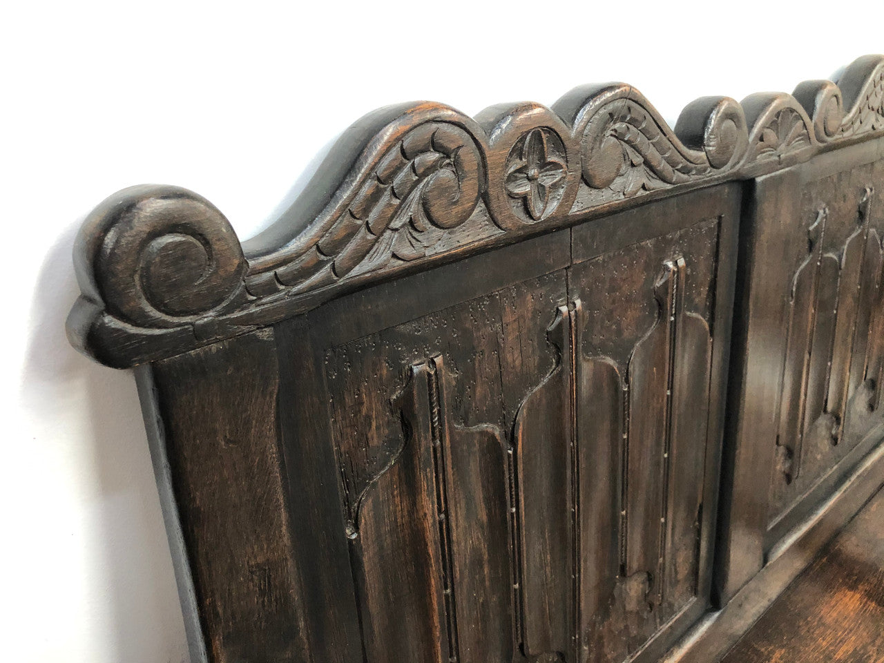 French 19th Century Oak hallway bench seat. Very comfortable to sit on and is in good original detailed condition.