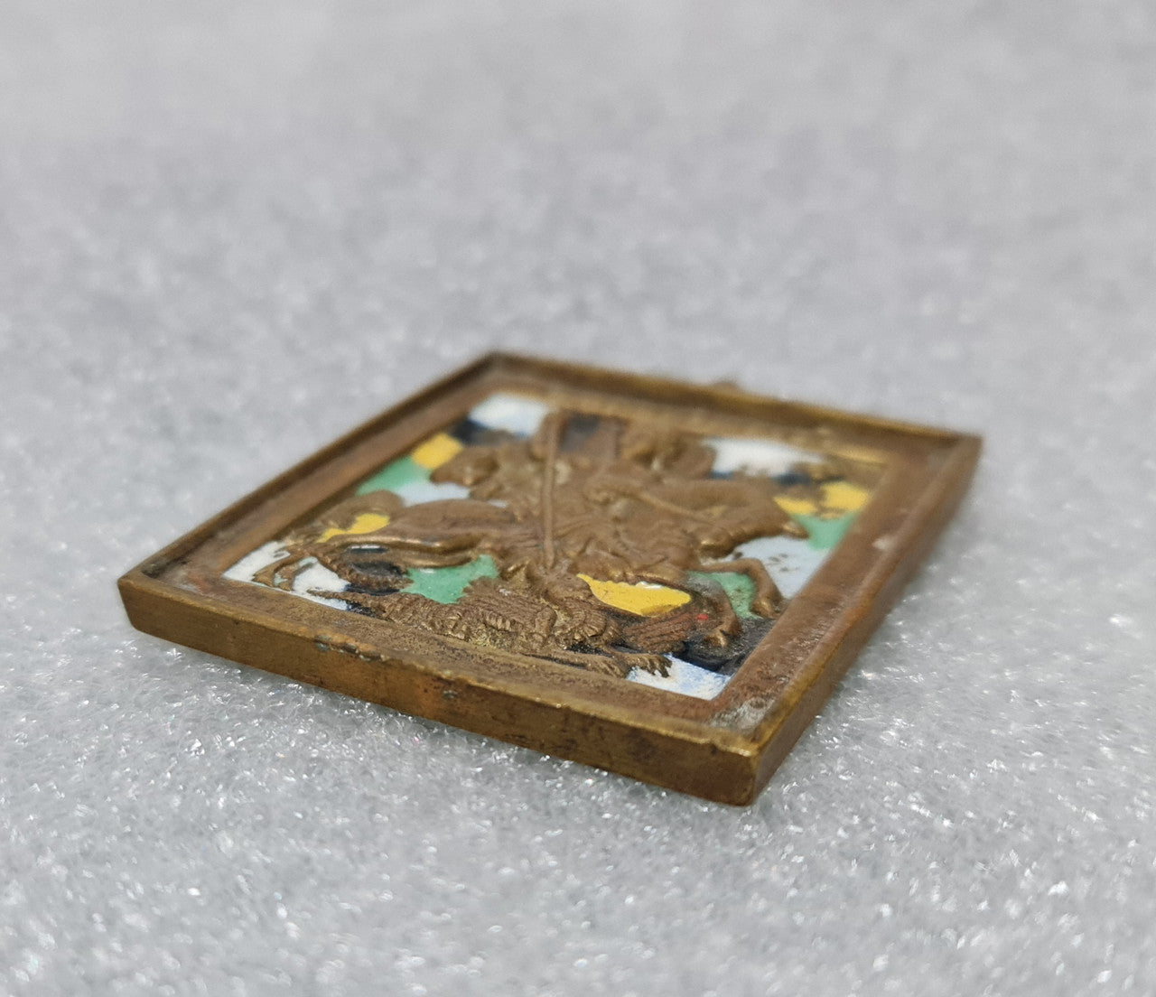 Interesting Russian metal and enamel icon of St George 19th Century. In good original condition.