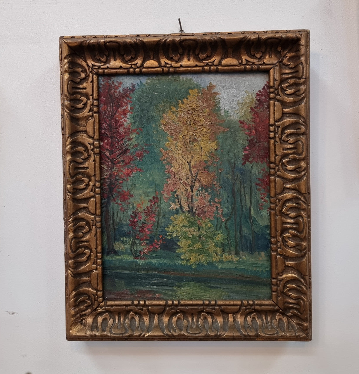 Pair of gilt framed French impressionist oil on board paintings. In good original condition. Circa 1920.