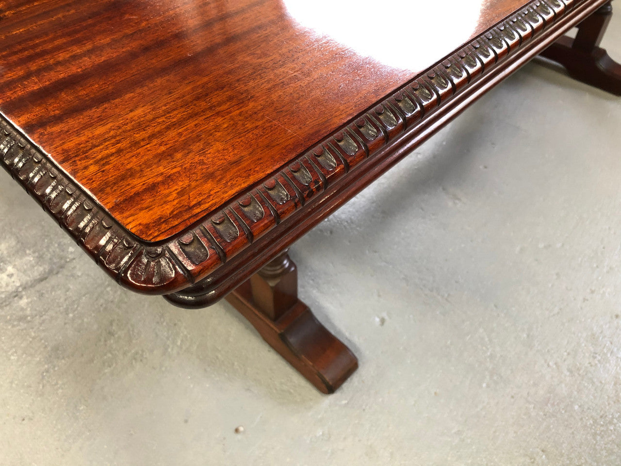 Mahogany Tudor Style Dining Table With Carved Edge