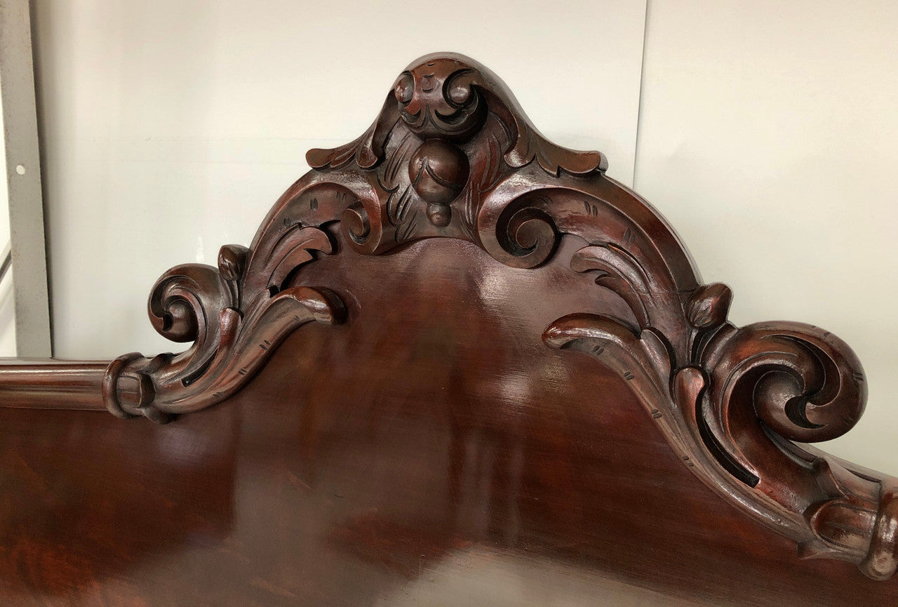Antique Carved Mahogany Half Tester Poster Bed