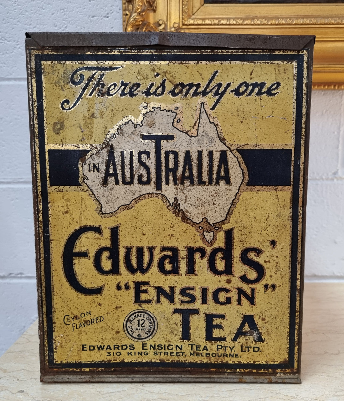 Australian Ensign Edwards Tea tin with lift up lid. In good original condition.