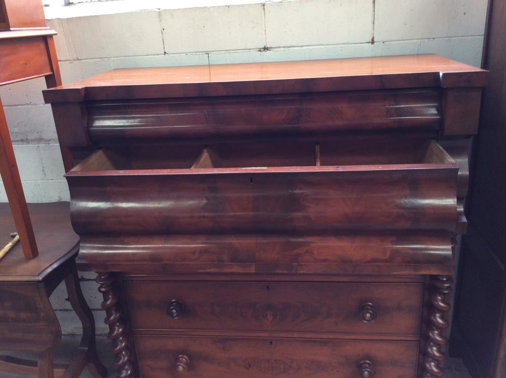 Victorian Flame Mahogany Chest Of Drawers-1