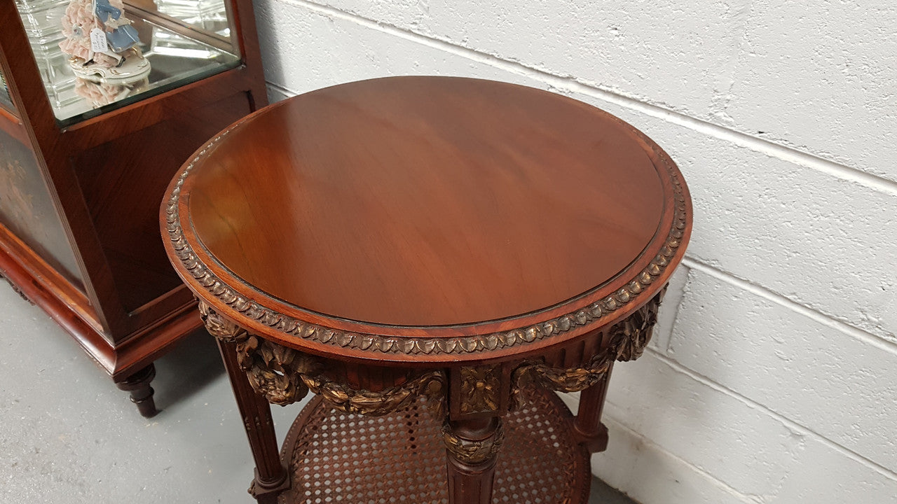 French Louis XVI Style Carved Two Tier Table