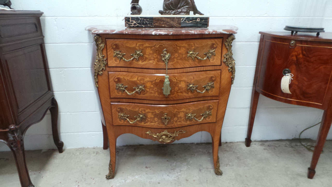 French Louis XV Style Commode With Marble Top