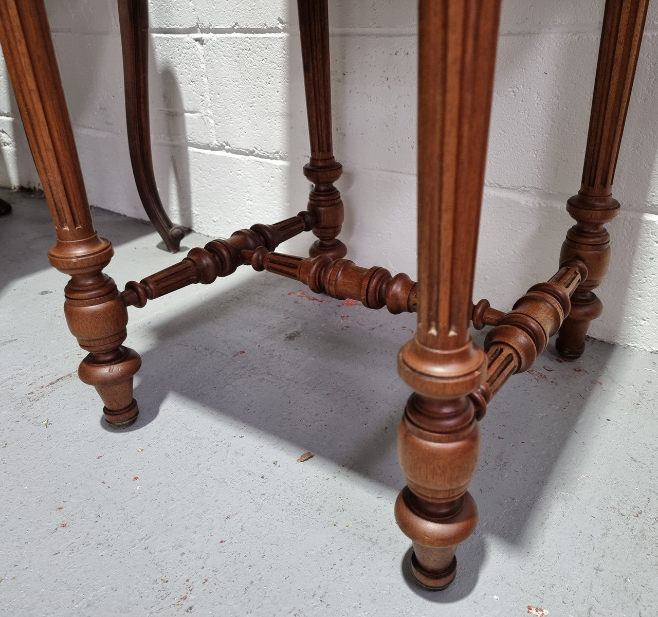 French Walnut Henry II Style Bedside Cabinet With White Marble Top