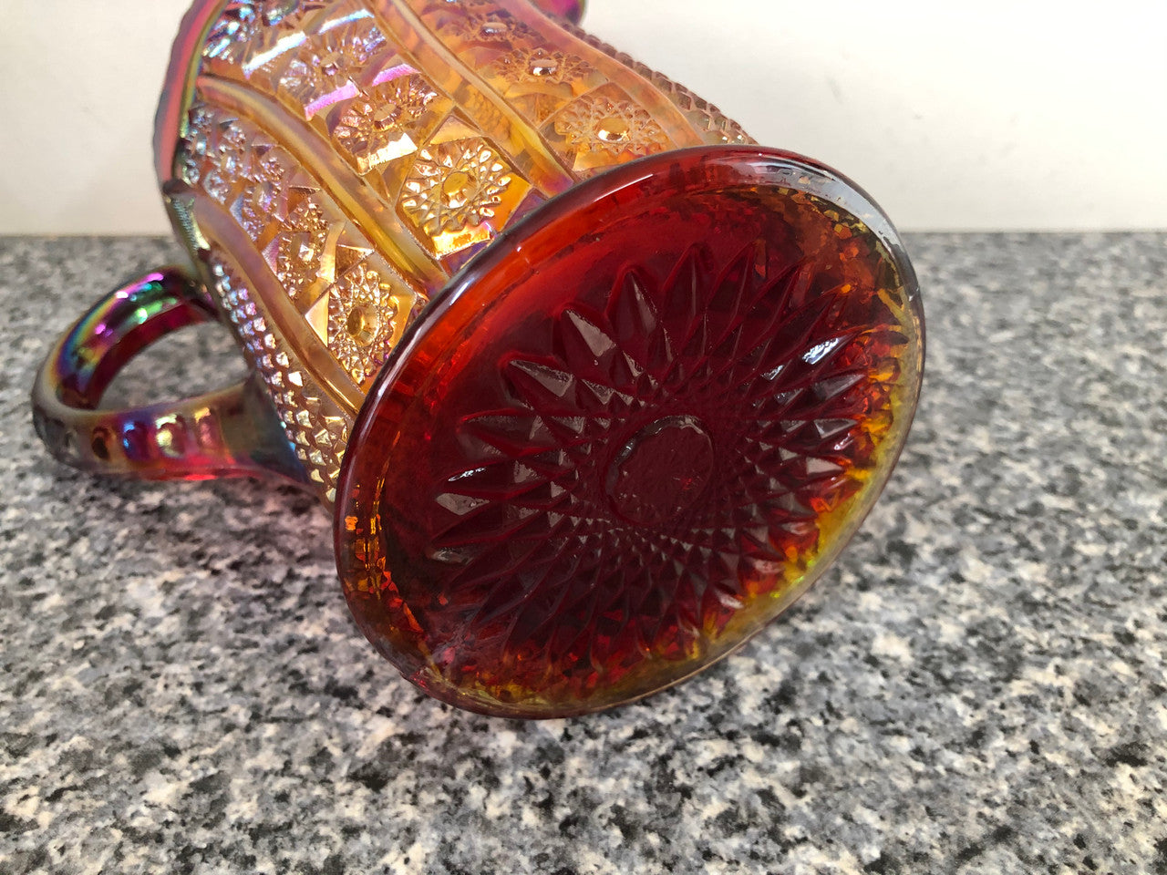 Amberina Color Carnival Glass Jug