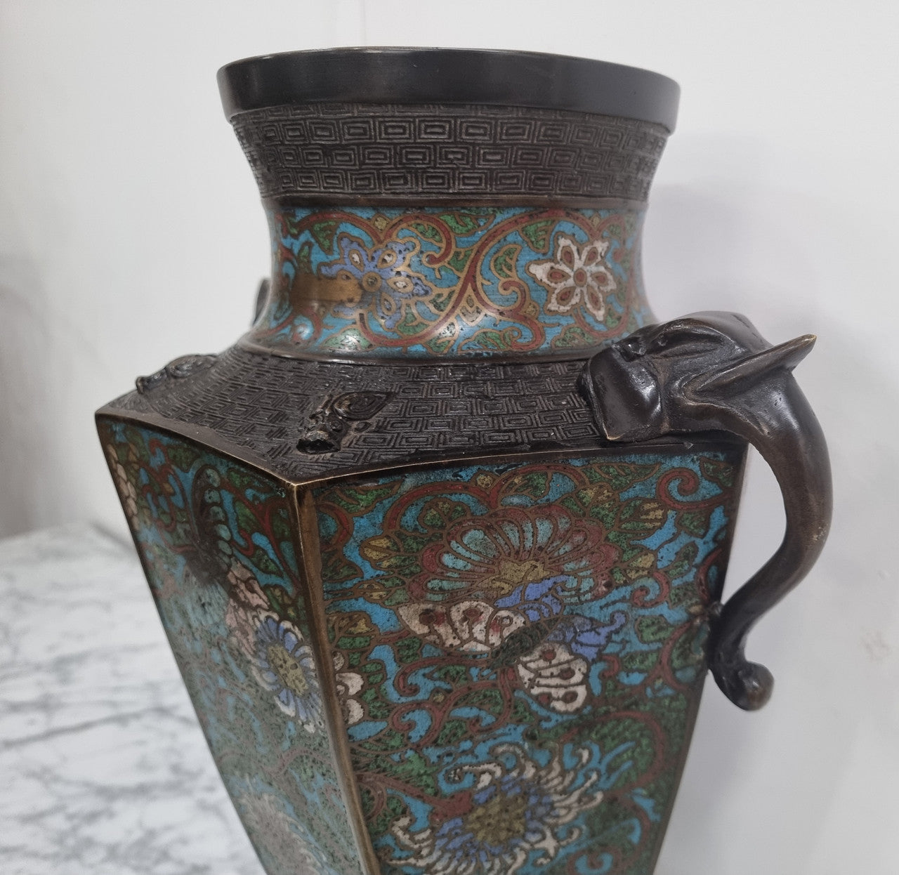 Superb Quality Japanese bronze and cloisonné vase in good original condition.