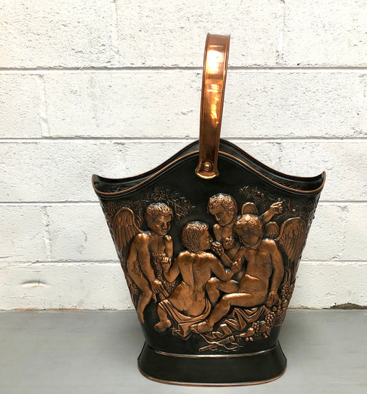 Very Decorative French Copper Cupid Decorated Umbrella-Stick Stand