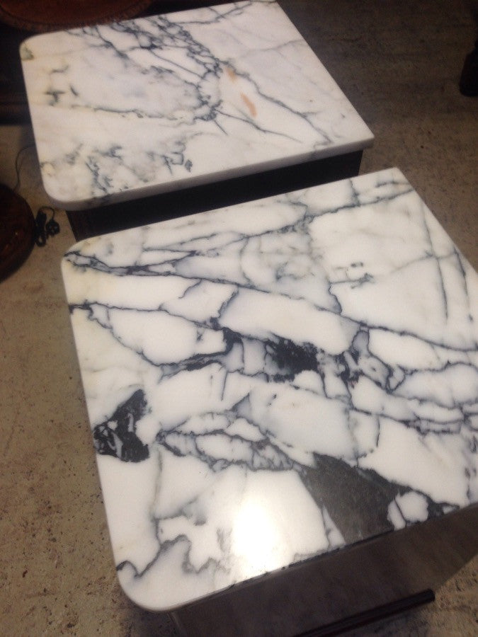 Pair Flame Mahogany Bedsides