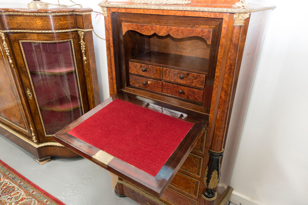 French 19th Century Inlaid Amboyna Abattant