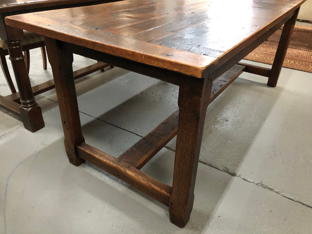 19th Century French Oak Farmhouse Table With Drawer