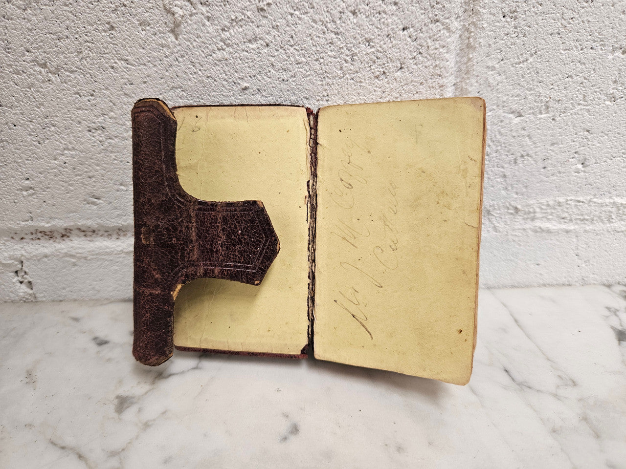 Very small antique leather bound Key of Heaven Manual of Prayer Book printed by M H Gill & Son Dublin. Condition commensurate with age.