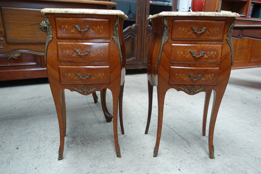 Pair Of French Inlaid Bedside Cabinets-1