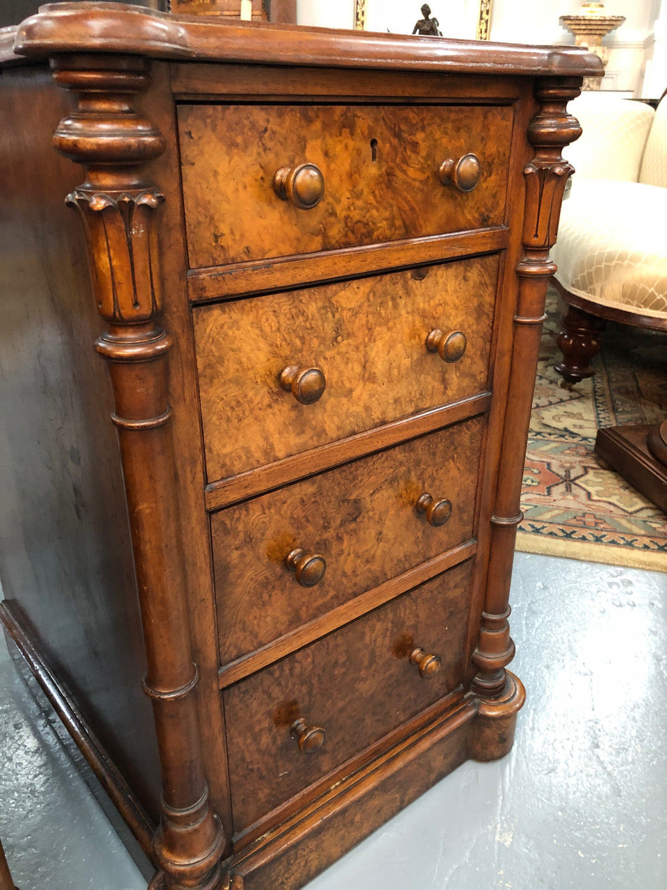Lovely Pair Of Victorian Burr Walnut Bedside Cabinets