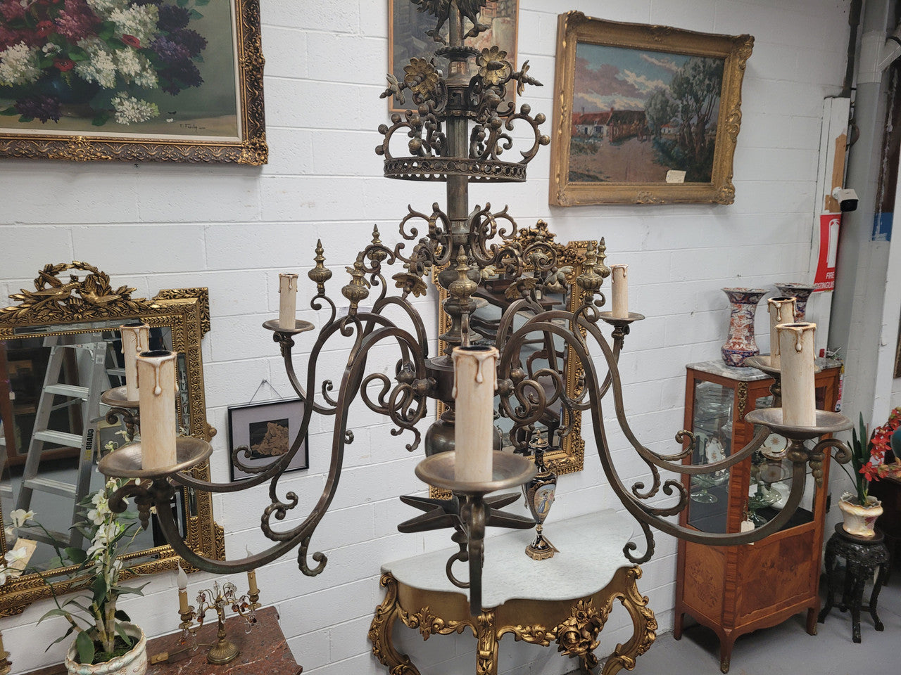 French Bronze Empire Style 8 Light Chandelier