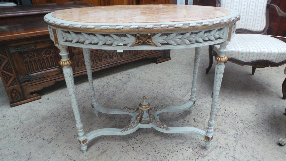 Antique French Carved Oval Table