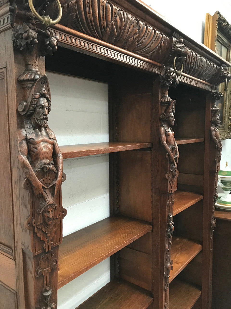 Antique 19th Century French Beautifully Carved Open Bookcase