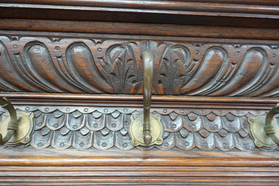 19th Century French Oak Coat Rack