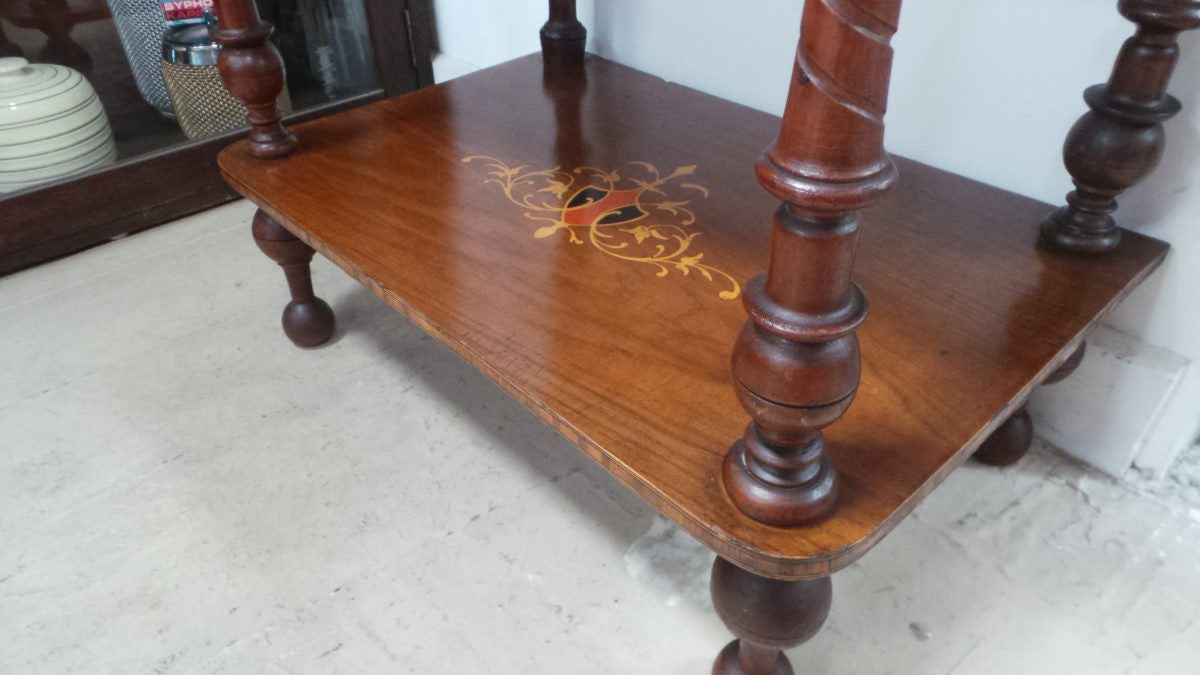 A Beautiful Victorian English Inlaid And Detailed Carved Whatnot