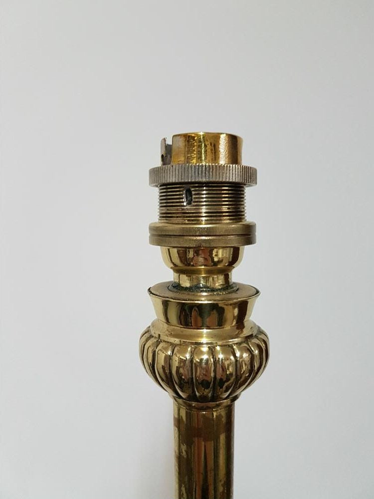 Edwardian Brass and Cast Iron Standard Lamp with Shade