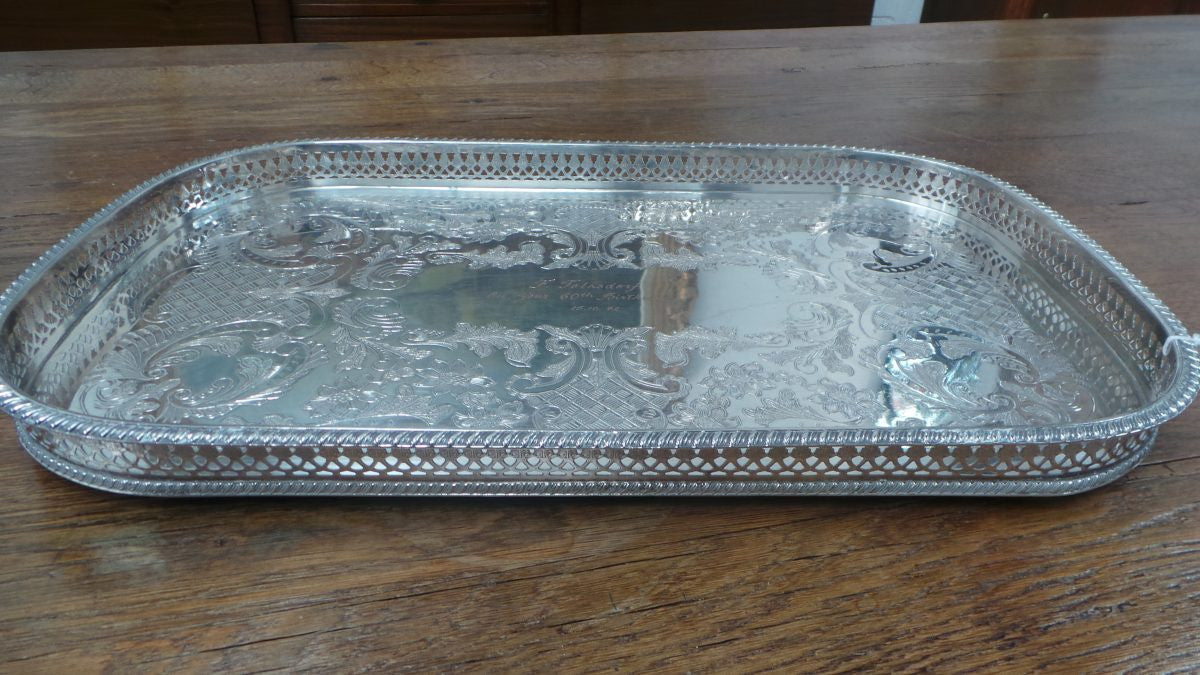Decorative Silver Plated Rectangular Drinks Tray