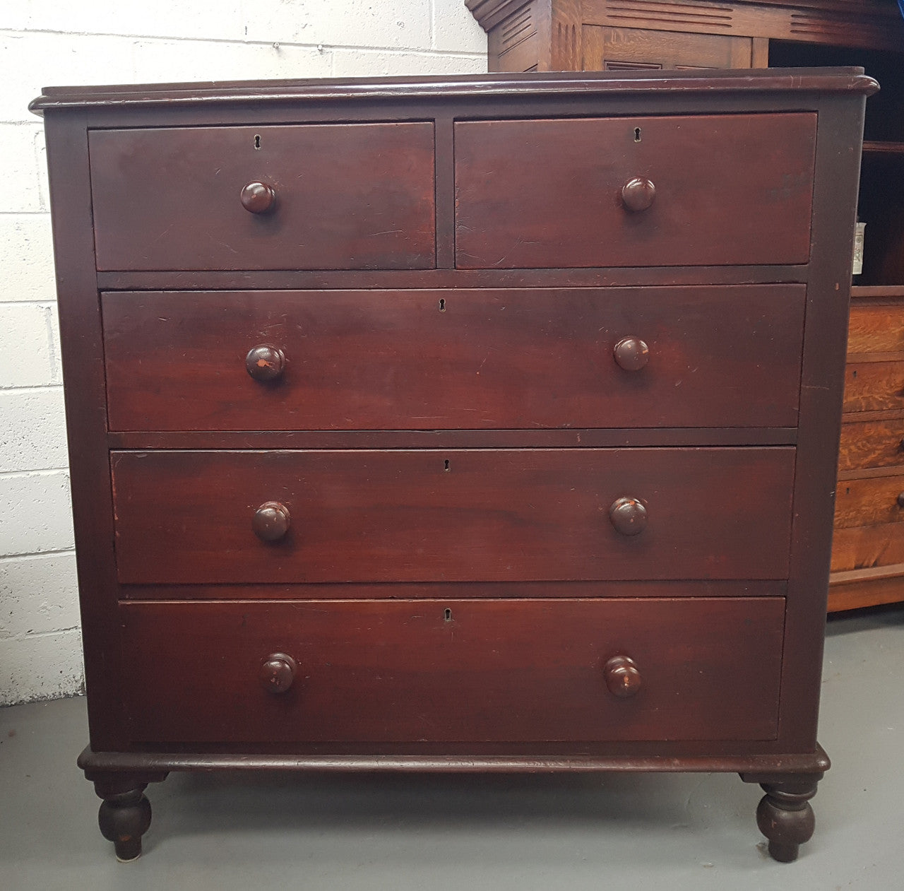 Victorian Cedar Chest Of Five Drawers