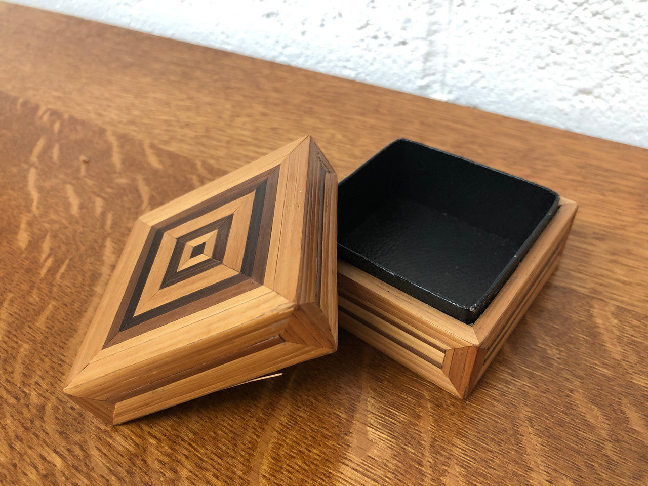 Vintage Square Parquetry Wooden Box