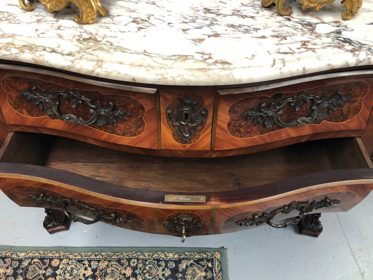 Antique French Louis XV Style Bombe Commode