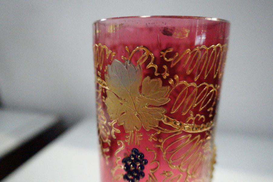 Bohemian Moser Style Cranberry Art Glass-3