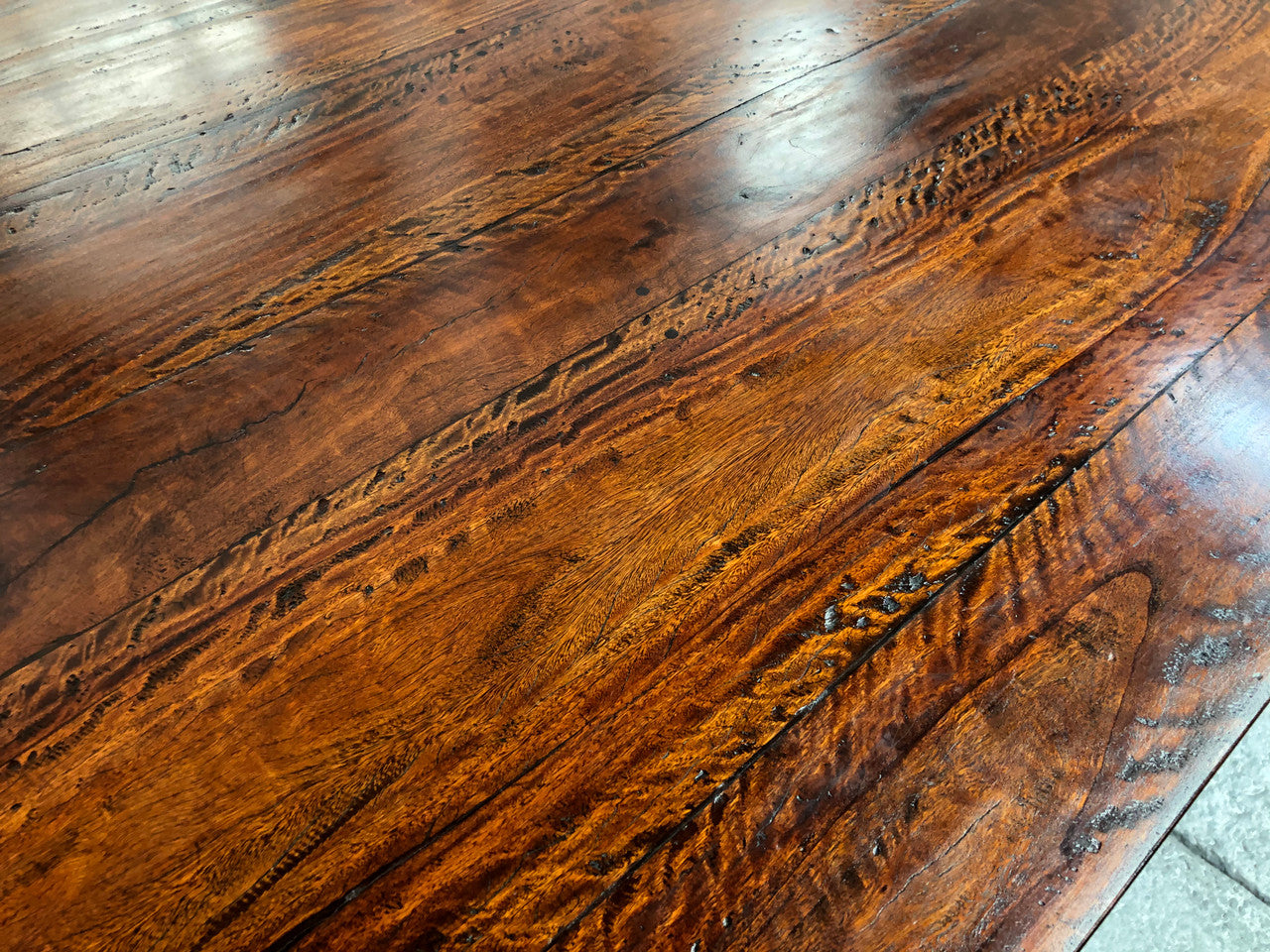 French style reclaimed timber Farmhouse table. Made from reclaimed Red Gum timber this table is very solid and has a great width at 105 cm. It is in very good original detailed condition.