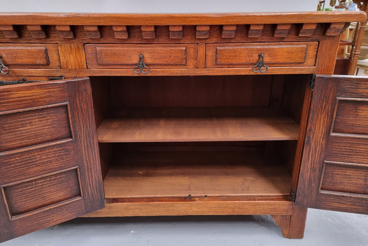 Large French Oak Spanish Style 4 Door Buffet