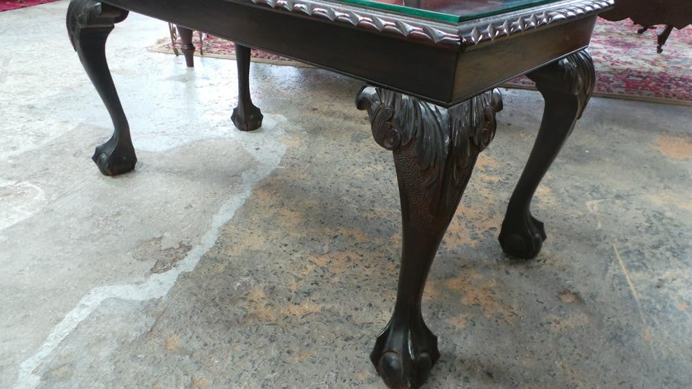 Chippendale Coffee Table With A Glass Top