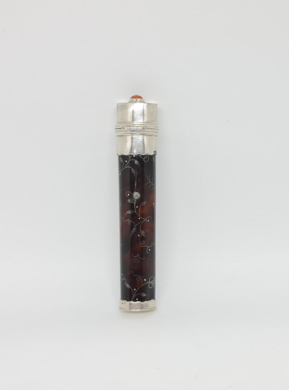 Very unique and rare antique french silver and tortoiseshell needle case. It has been superbly decorated. In stunning original condition.