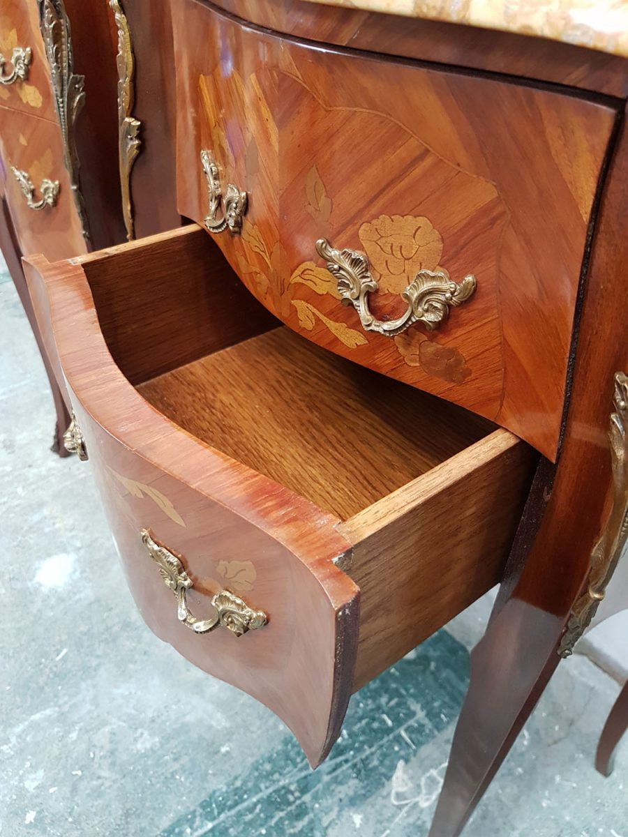 Pair of French Marquetry Inlaid Bedsides Cabinets