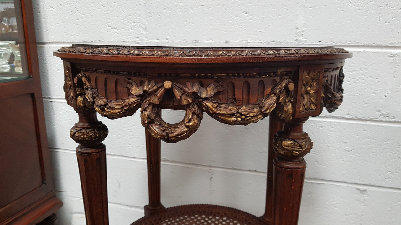 French Louis XVI Style Carved Two Tier Table