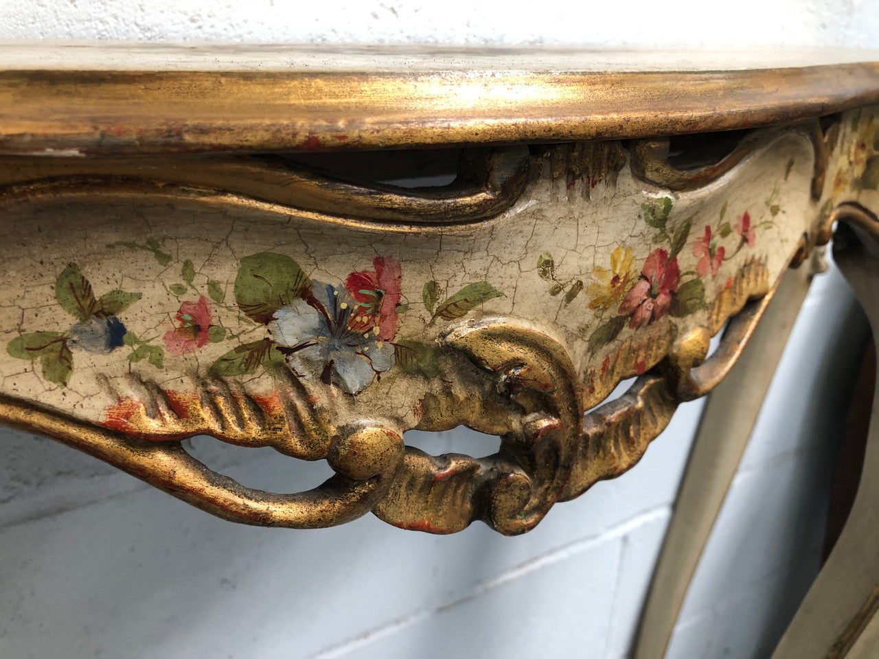 French Antique Hand painted Console Table