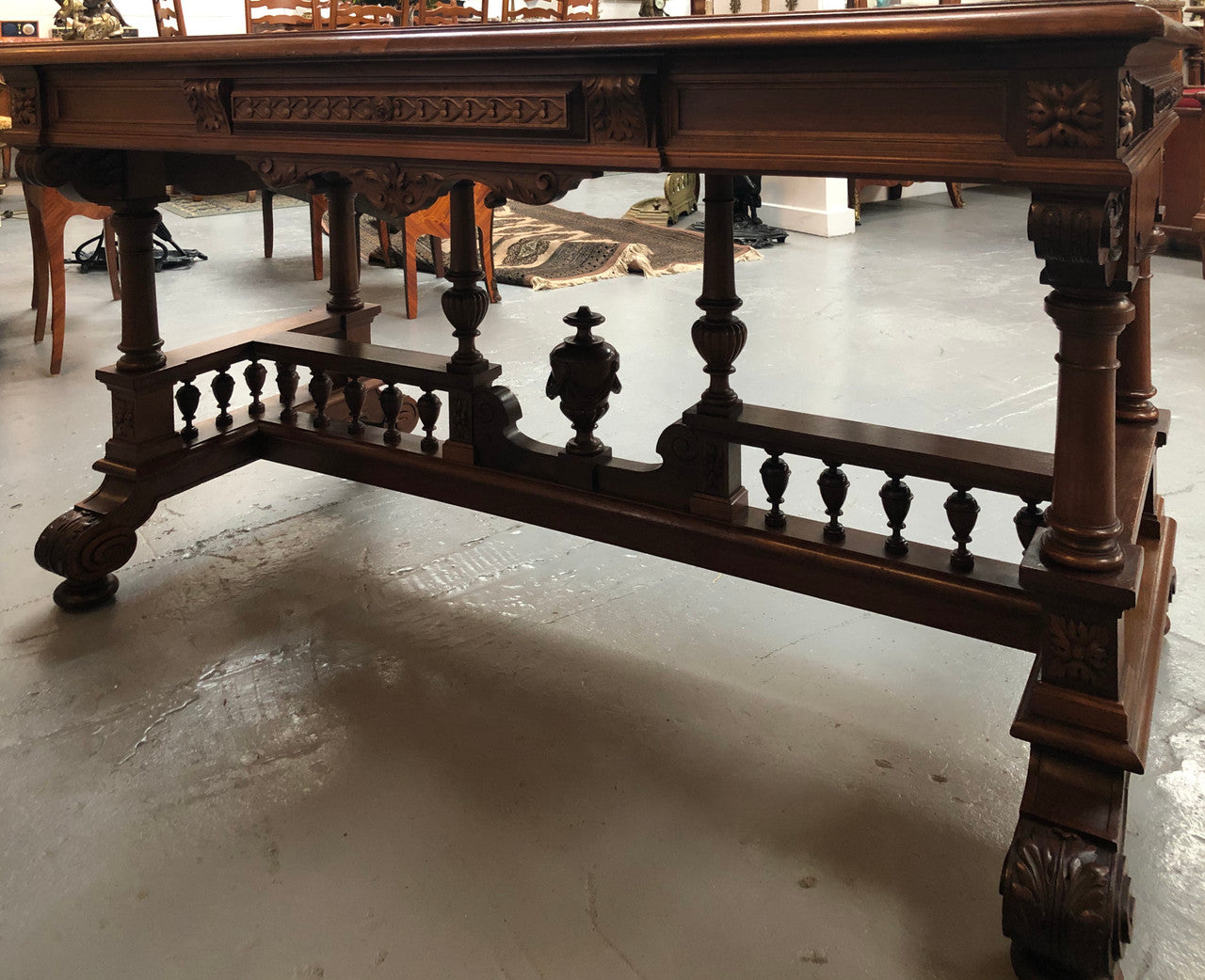 19th Century French Walnut Henry II Style Desk
