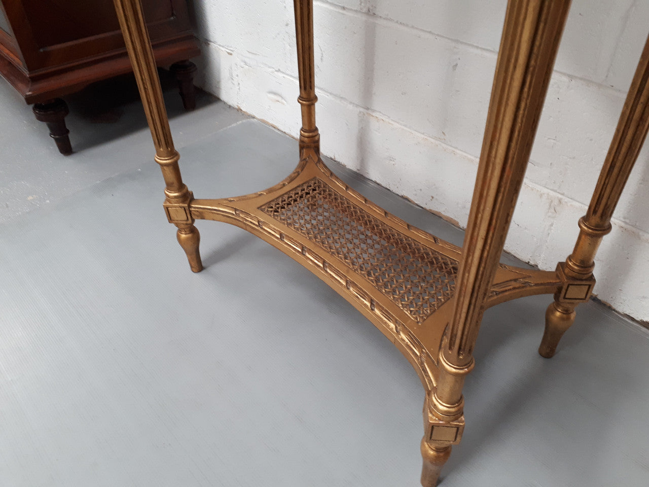 Antique French 19th century Louis XVI style oval inset marble top & giltwood salon/side table. In good condition. Circa 1890.