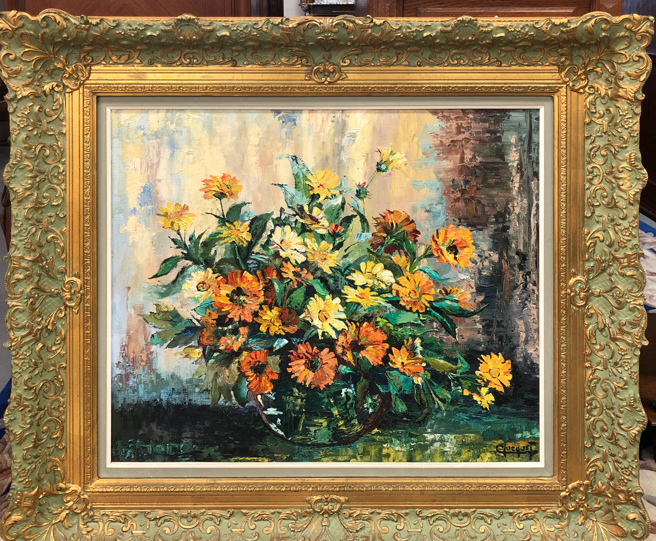 Beautifully framed floral oil on canvas