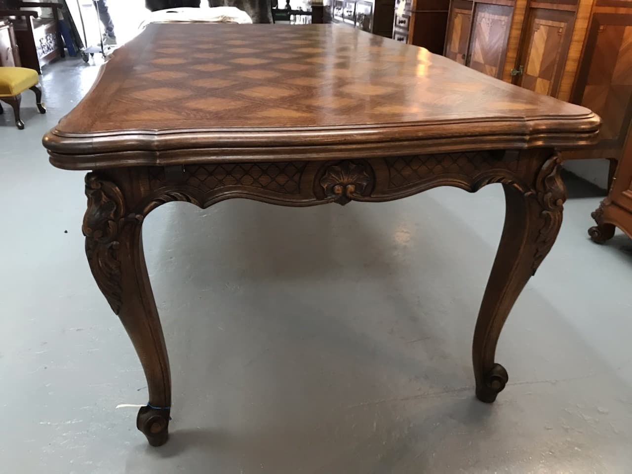 French Oak XV Style Parquetry Extension Table